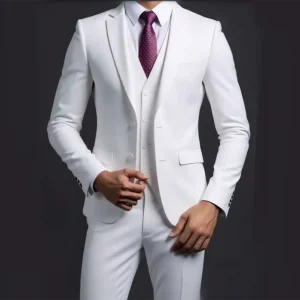 Suit (Blazer+ Vest + Trousers) Men's Fashionable Gentleman Business British Style Solid-color Banquet Host Casual Wedding Suit