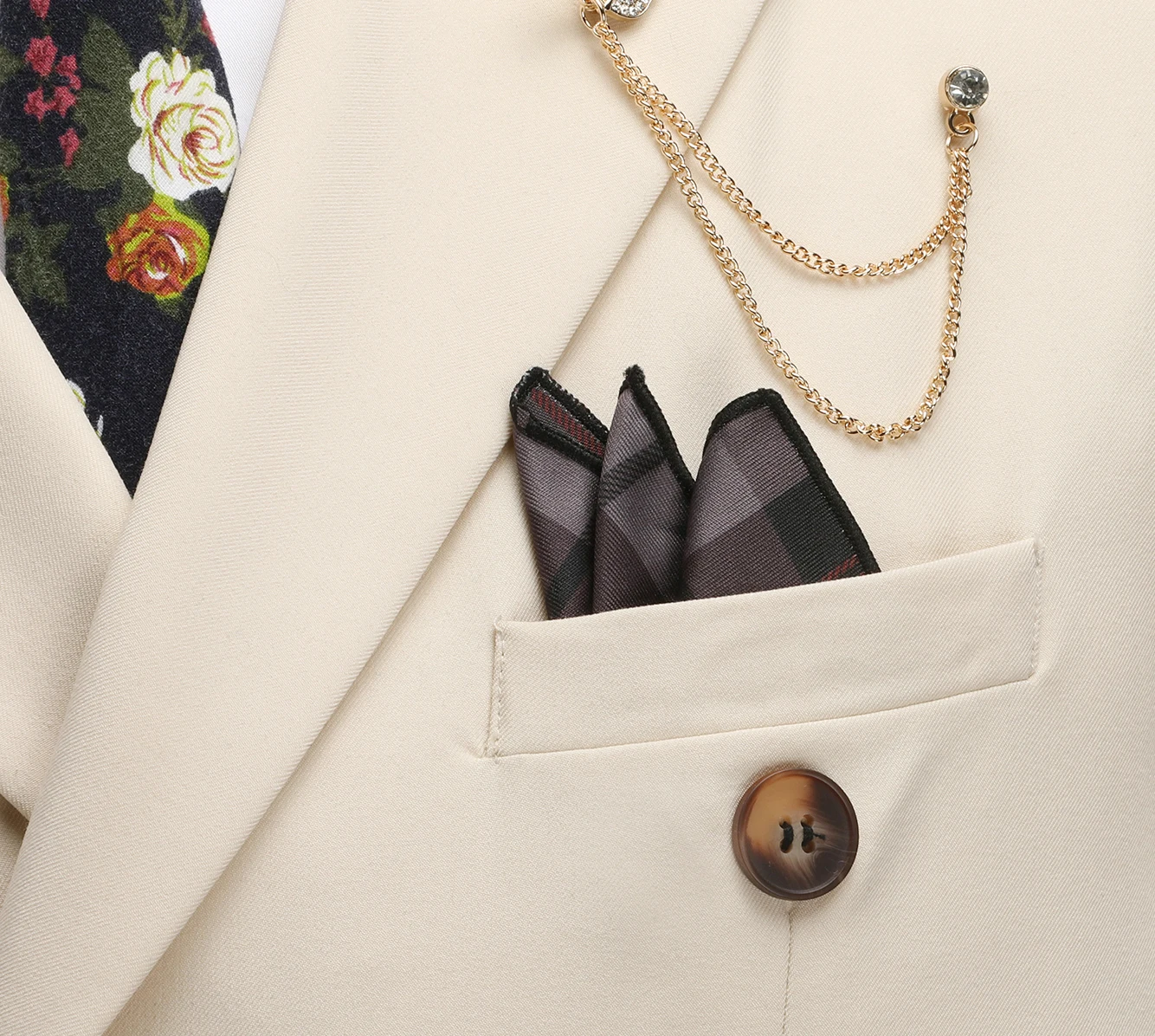 The latest men's solid color suit two-piece set with lapel collar and double breasted buttons for four seasons, men's business s - Image 4